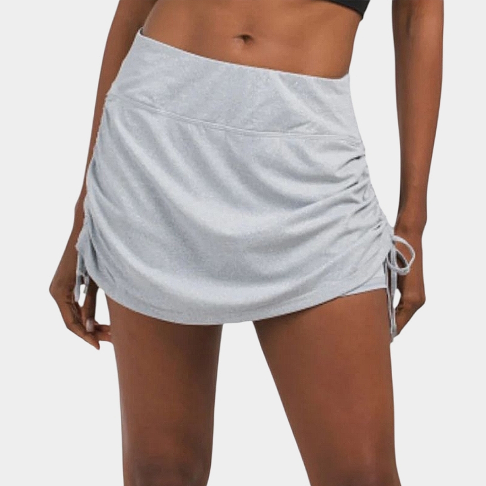 NWT Kyodan Ruched Side Activewear Tennis Golf Skort Pull On Light Gray Nylon XL